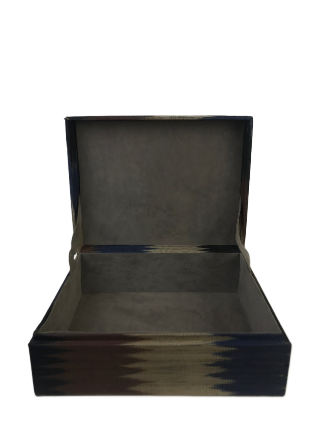 Duane Earth Colors Large Storage Box crafted from 100% abaca T’nalak fabric by the Tboli tribe. Eco-friendly storage box with intricate nature-inspired patterns, blending cultural heritage and modern design for stylish, sustainable organization.