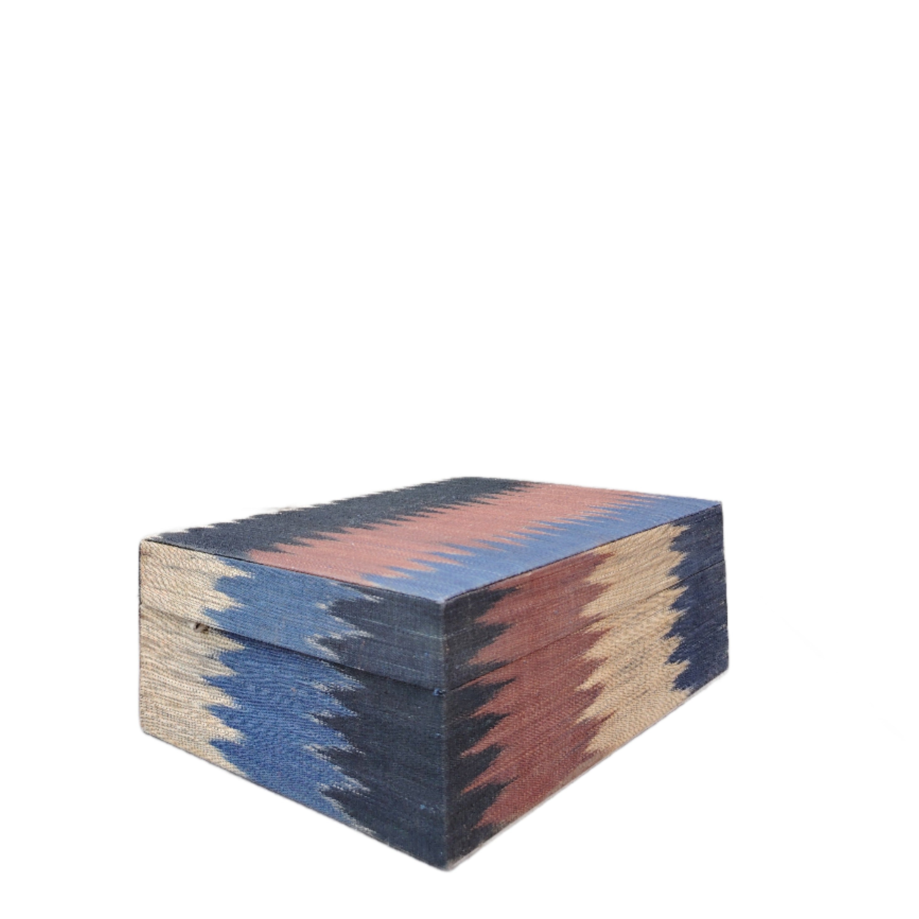 Duane Earth Colors Large Storage Box crafted from 100% abaca T’nalak fabric by the Tboli tribe. Eco-friendly storage box with intricate nature-inspired patterns, blending cultural heritage and modern design for stylish, sustainable organization.