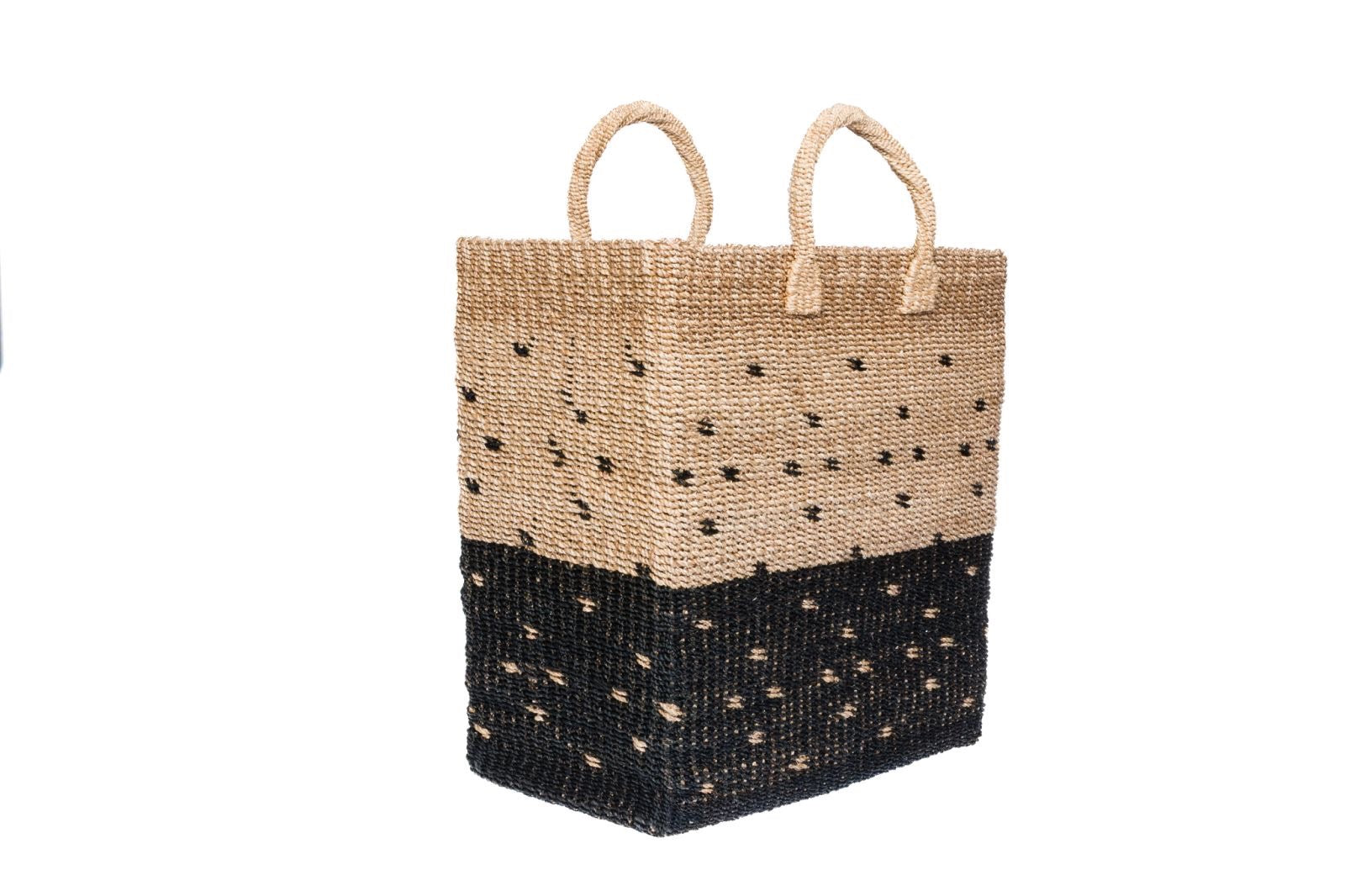 Keep your home organized with the Serene Black Rectangle Storage Basket. Handwoven from 100% natural plant fiber, this eco-friendly, stylish storage solution is perfect for laundry, sports gear, or seasonal items.