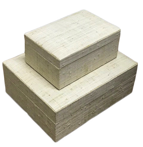 Adie Positively Simple Storage Boxes Set of 2 - Elegant storage boxes crafted from 100% natural plant fiber with a soft faux suede lining, ideal for stylish and sustainable home organization and decor.