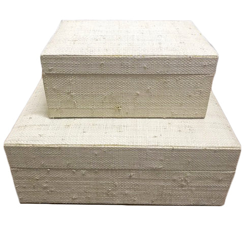 Adie Positively Simple Storage Boxes Set of 2 - Elegant storage boxes crafted from 100% natural plant fiber with a soft faux suede lining, ideal for stylish and sustainable home organization and decor.