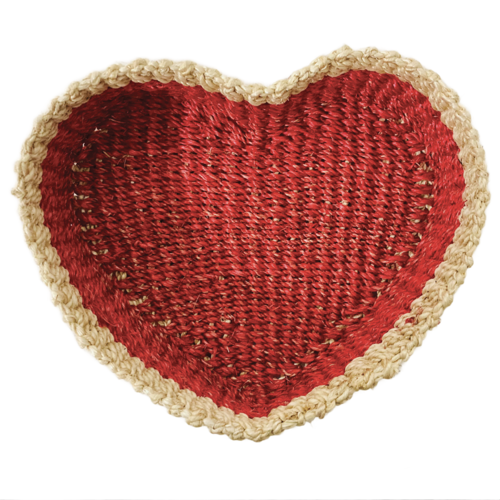 Danae Heart Raspberry Red Key Tray made from 100% natural plant fiber, combining charm and function for your home. This eco-friendly key tray features a heart shape that adds warmth to any entryway or tabletop, making it a stylish accent piece. Perfect for organizing keys, jewelry, and small accessories, it ensures your essentials are always within reach. Crafted from sustainable materials, this key tray reflects your commitment to eco-friendly living. 