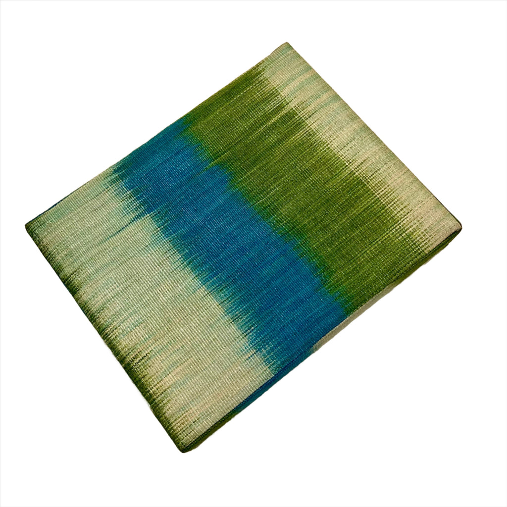 Duane Green Fields Large Storage Box made with T'nalak fabric from 100% abaca fiber, handcrafted by the Tboli tribe. Eco-friendly, durable storage box with intricate patterns celebrating cultural heritage and sustainable design.